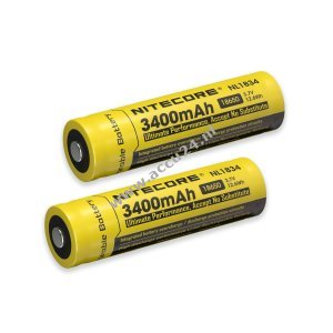 2x Nitecore Li-Ion batterij 18650 3400mAh NL1834 beschermd