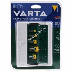 VARTA universele batterijlader voor AA, AAA, C, D of 1x 9V NiMH-batterijen