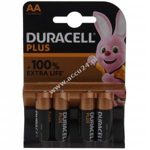 Duracell Alkaline Mignon AA LR06 1,5V Plus Extra Life blisterverpakking van 4 batterijen