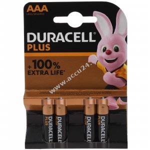 Duracell Alkaline Micro AAA LR03 1,5V Plus Extra Life Blisterverpakking van 4 stuks