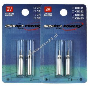 4x staafbatterij CR425 voor elektrische poses, vis poses, beetverklikkers 2x2 blisters