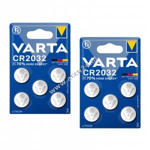 10x VARTA CR2032 DL2032 ECR2032 lithium knoopcellen - 2x blisterverpakking van 5 voor horloges, autosleutels & meer