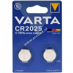 Varta lithium knoopcel CR2025 DL2025 blisterverpakking van 2