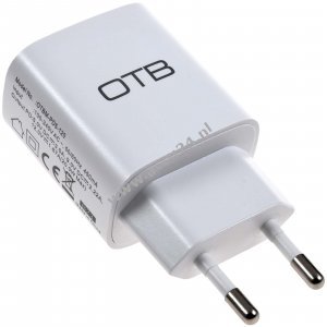 Oplaadadadapter met USB-C Type-C 5V 3.0A Wit voor apparaten met USB-C oplaadpoort