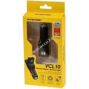 Nitcore VCL10 - USB-oplader voor in de auto inclusief noodverlichting, glasbreker & rood waarschuwingslicht