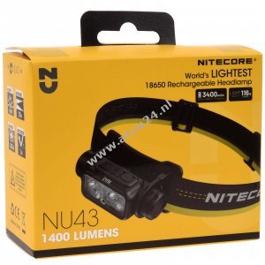 Nitecore NU43 LED-hoofdlamp, hoofdlamp, USB-C, max. 1400 lumen