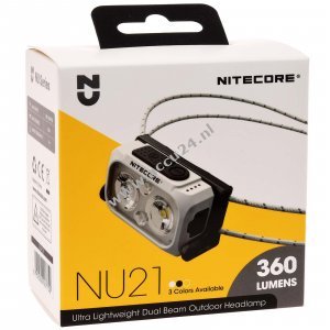 Nitecore NU21 LED-hoofdlamp, hoofdlamp, USB-C, max. 360 lumen