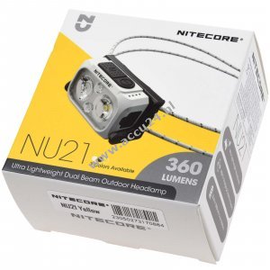 Nitecore NU21 LED-hoofdlamp, hoofdlamp, USB-C, max. 360 lumen geel