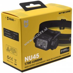 Nitecore NU45 LED-hoofdlamp, hoofdlamp, USB-C, max. 1700 lumen