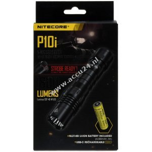 Nitecore P10I tactische LED-zaklamp, tot 1800 lumen, incl. USB-C oplaadkabel