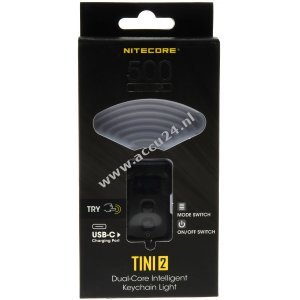 Nitecore TINI 2 LED sleutelhanger zaklamp, 500 lumen