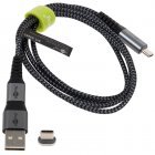 2in1 magnetische USB textielkabel ruimte grijs/zilver 1 m